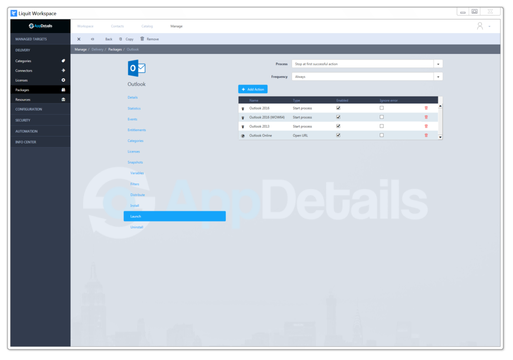 You can specify multiple versions, platforms, editions and delivery mechanisms for any given application and set criteria to dictate which is to be launched or attempted and in what order. To the user, it's click and launch, but you can add as much complexity as desired on the back end and hide such from your users.